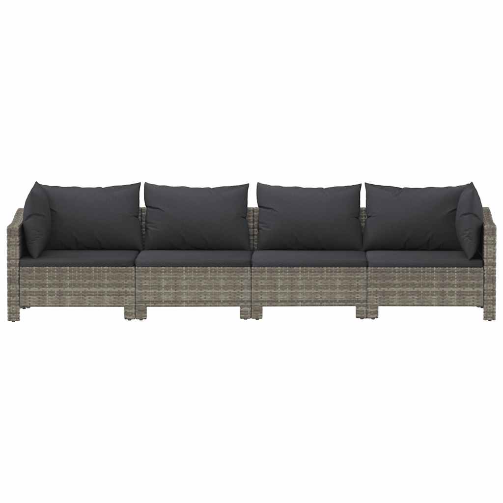 havemøbelsæt med 4 dele og hynder grå polyrattan