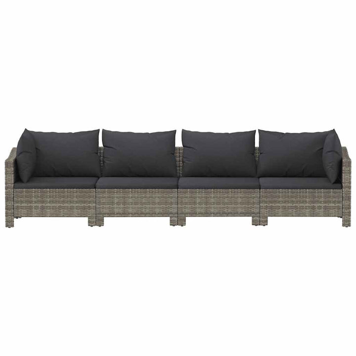 havemøbelsæt med 4 dele og hynder grå polyrattan