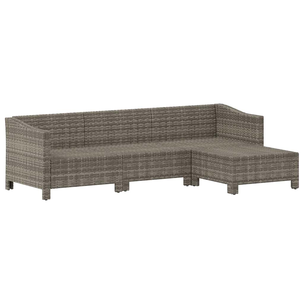 loungesæt til haven 4 dele med hynder polyrattan grå