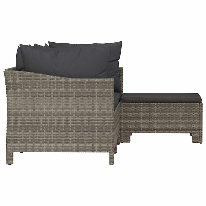 loungesæt til haven 4 dele med hynder polyrattan grå