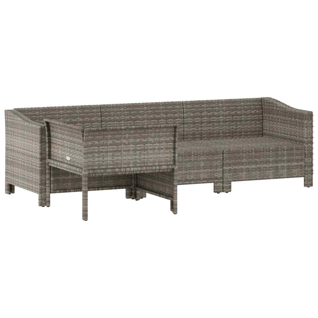 havemøbelsæt med 4 dele og hynder grå polyrattan