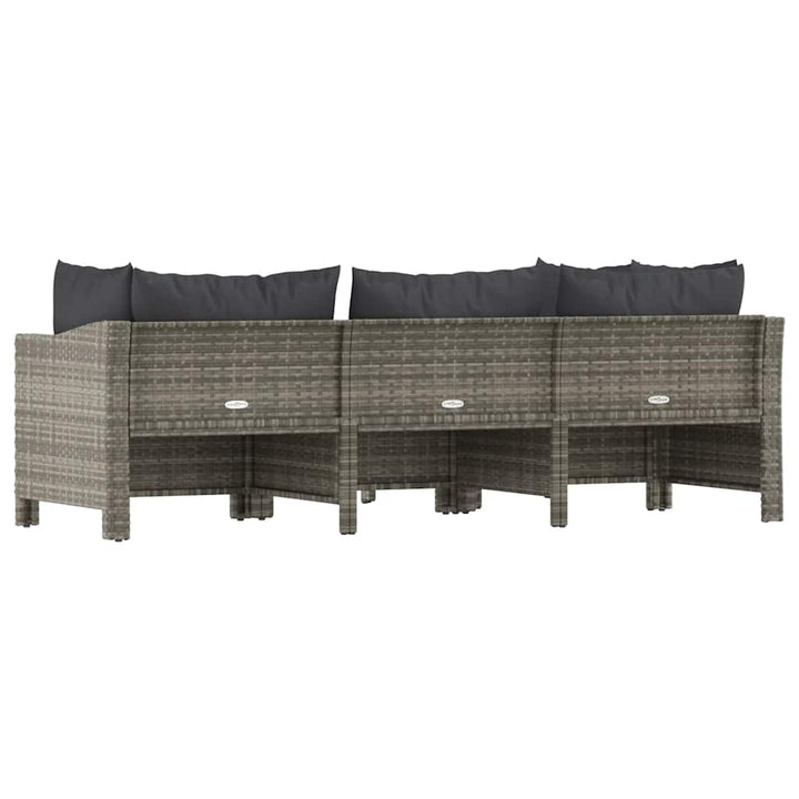 havemøbelsæt med 4 dele og hynder grå polyrattan