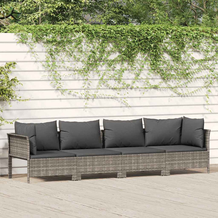 havemøbelsæt med 4 dele og hynder grå polyrattan