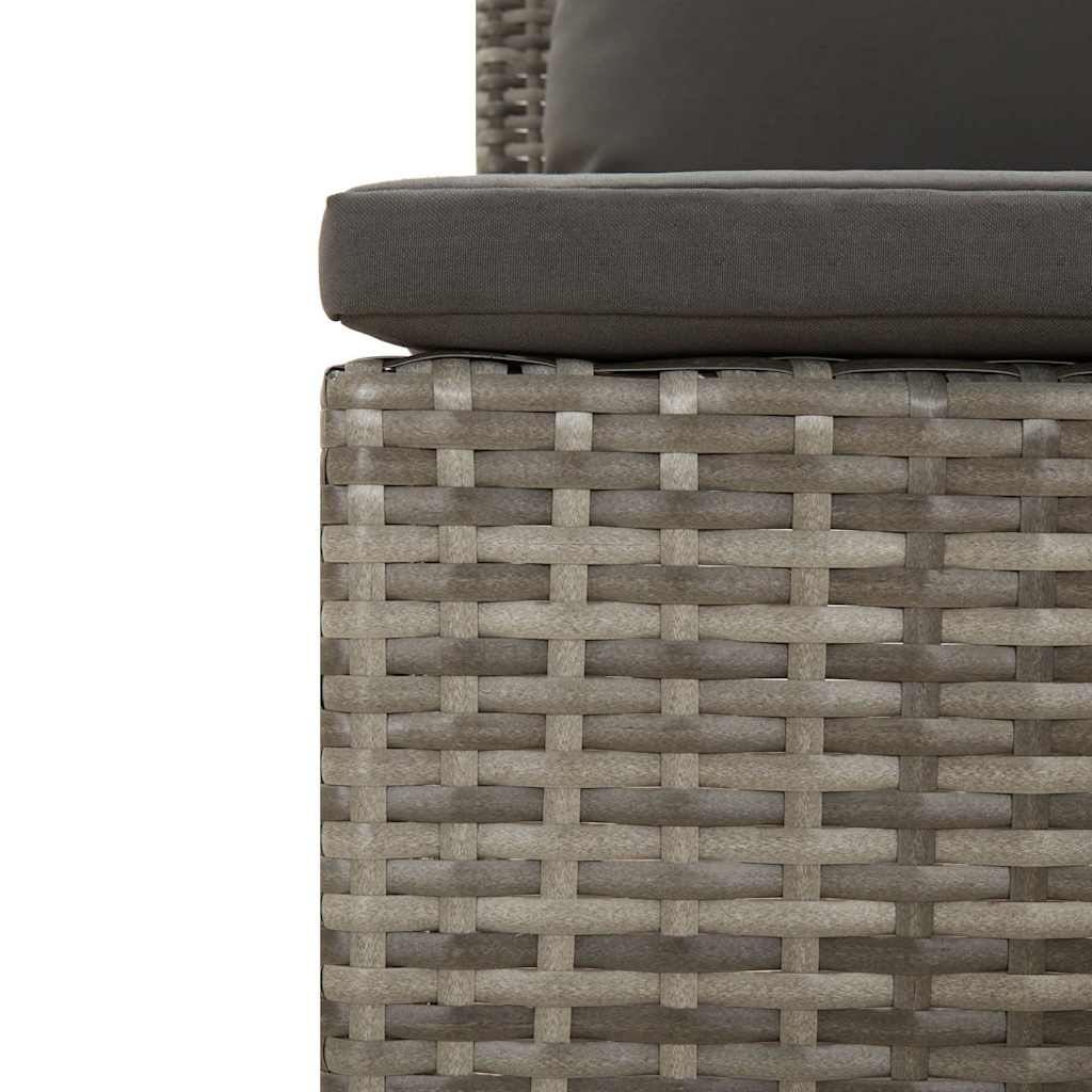 havemøbelsæt med hynder i 2 dele grå polyrattan