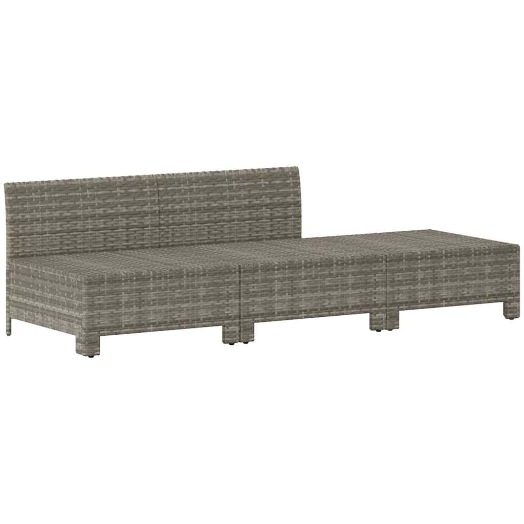 havemøbelsæt med 3 dele og hynder grå polyrattan