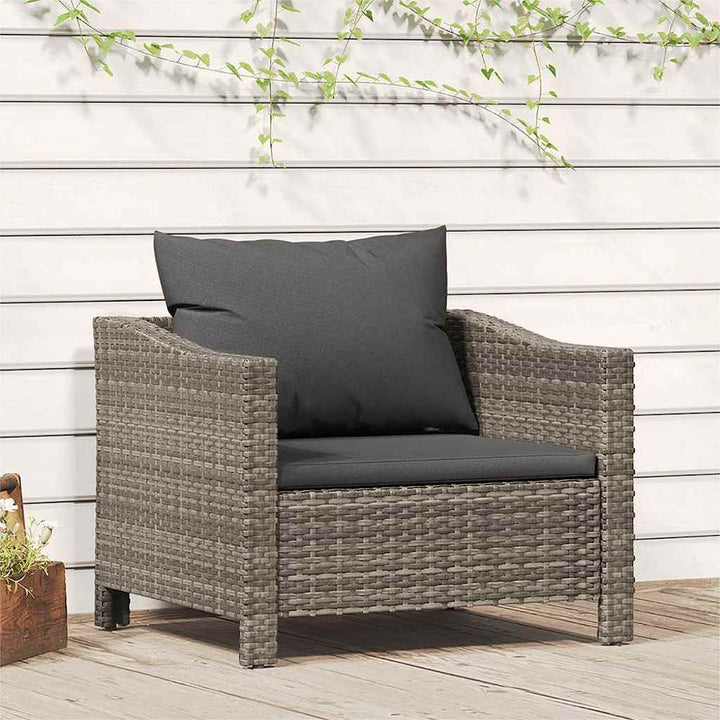 havelænestol med hynde grå polyrattan