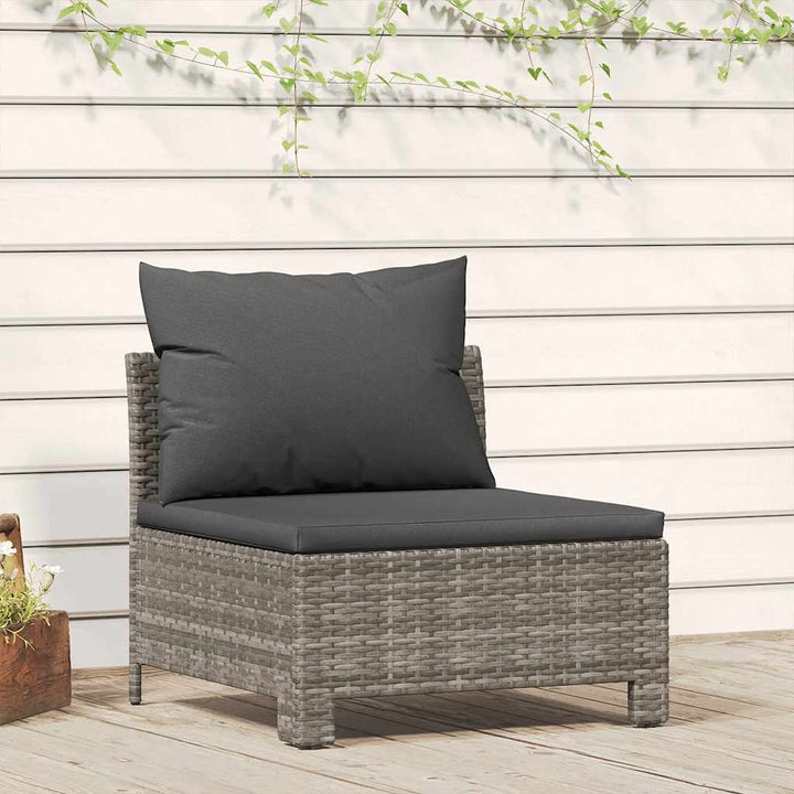 havesofa med hynde grå polyrattan