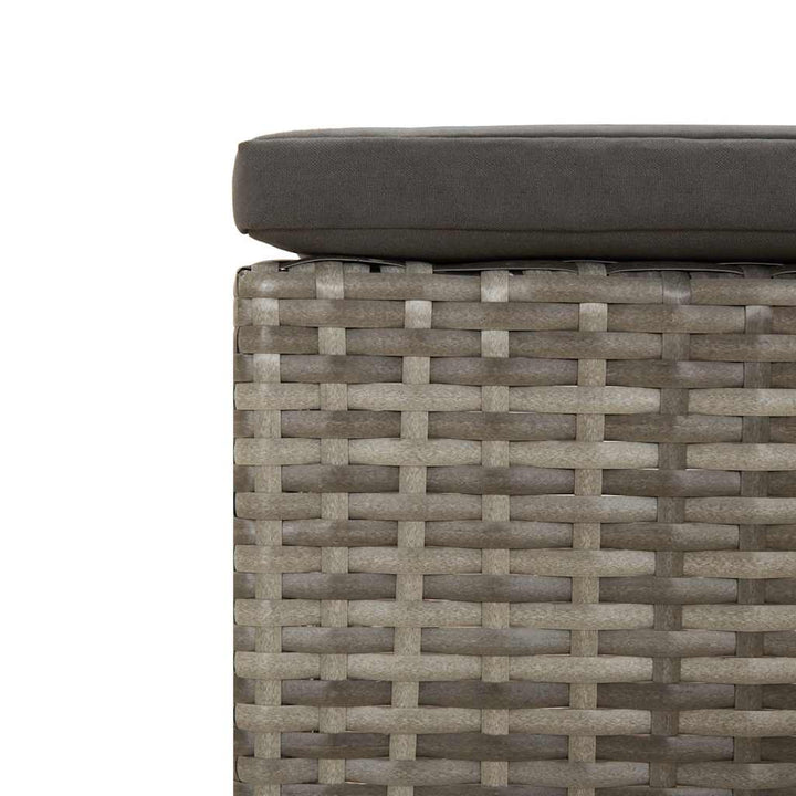 havefodstøtte med hynde grå polyrattan