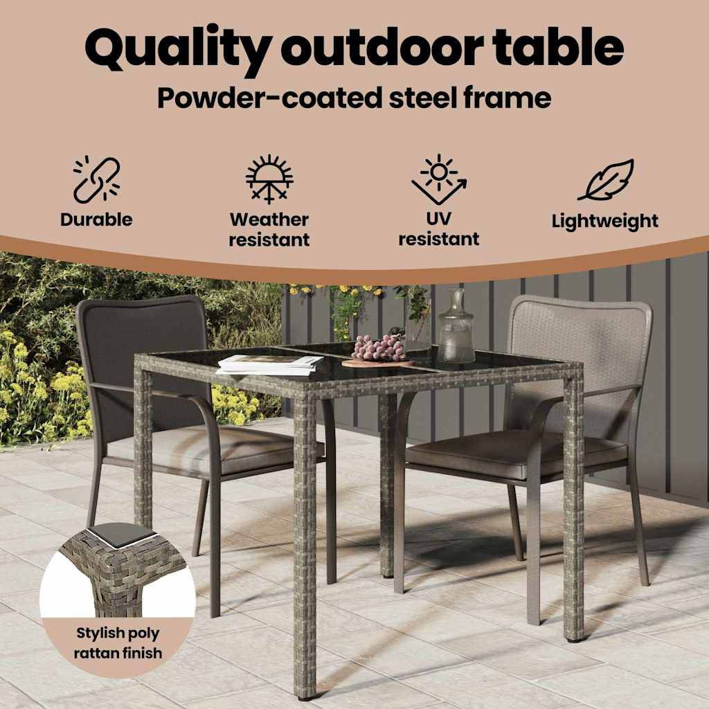 Havemøbel Bord Grå 90 x 90 x 75 cm polyrattan