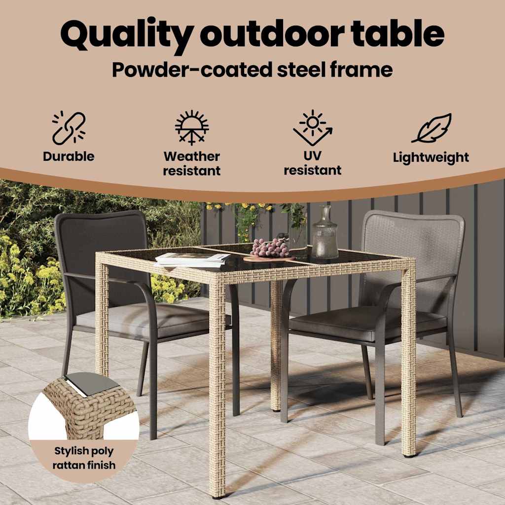 Havemøbel Bord Beige 90 x 90 x 75 cm polyrattan