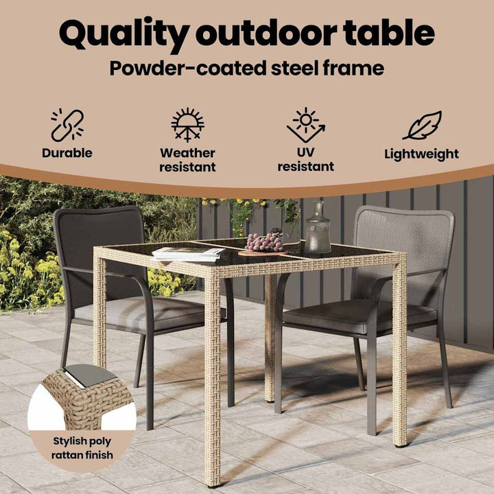 Havemøbel Bord Beige 90 x 90 x 75 cm polyrattan