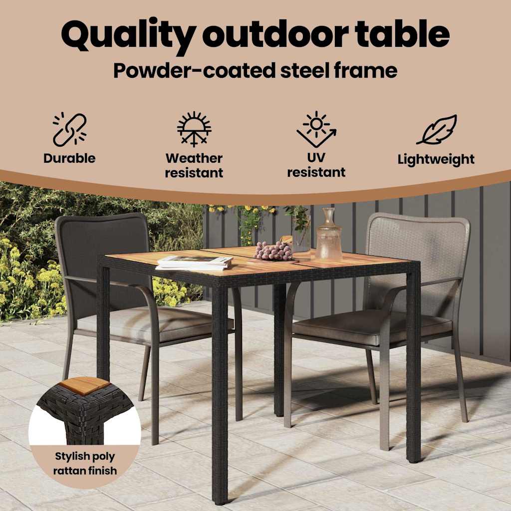Havemøbel Bord Sort 90 x 90 x 75 cm polyrattan
