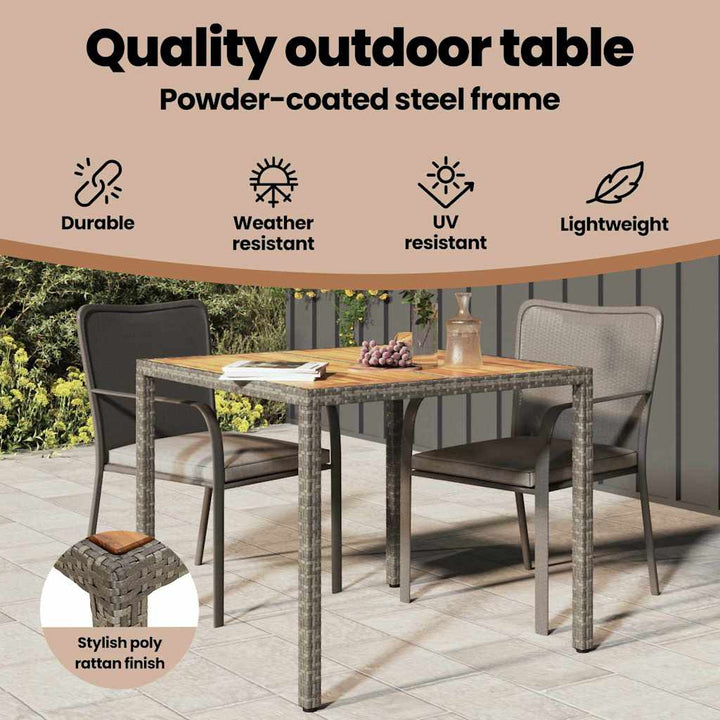Havemøbel Bord Grå 90 x 90 x 75 cm polyrattan