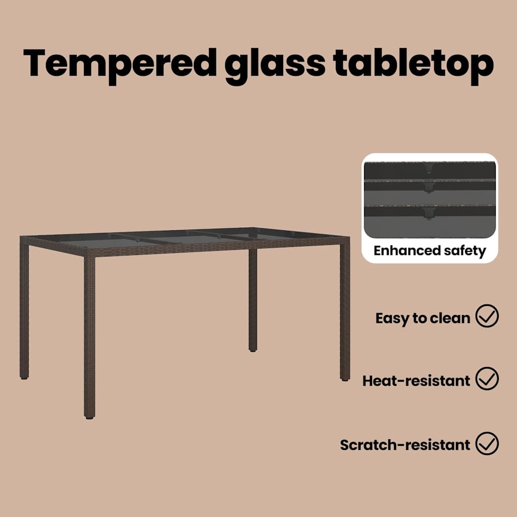 Havemøbel Bord Brun 150 x 90 x 75 cm polyrattan