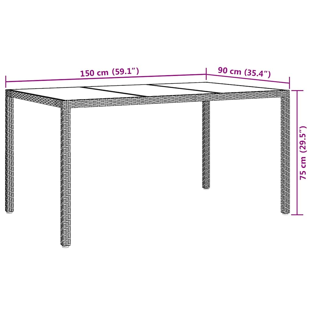 Havemøbel Bord Brun 150 x 90 x 75 cm polyrattan