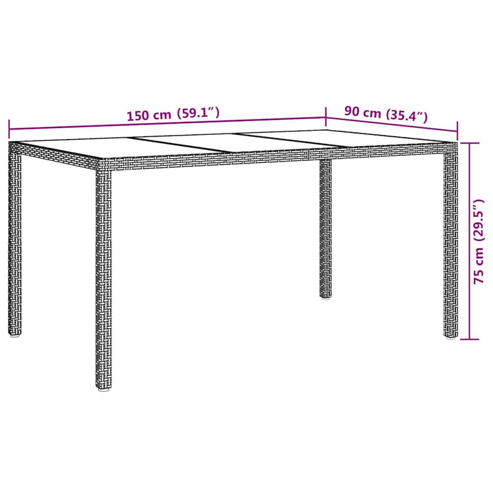 Havemøbel Bord Brun 150 x 90 x 75 cm polyrattan
