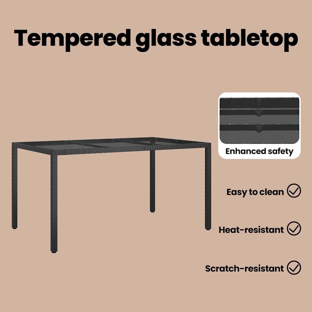 Havemøbel Bord Sort 150 x 90 x 75 cm polyrattan