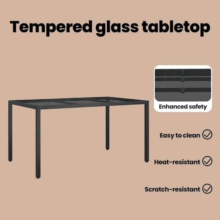 Havemøbel Bord Sort 150 x 90 x 75 cm polyrattan