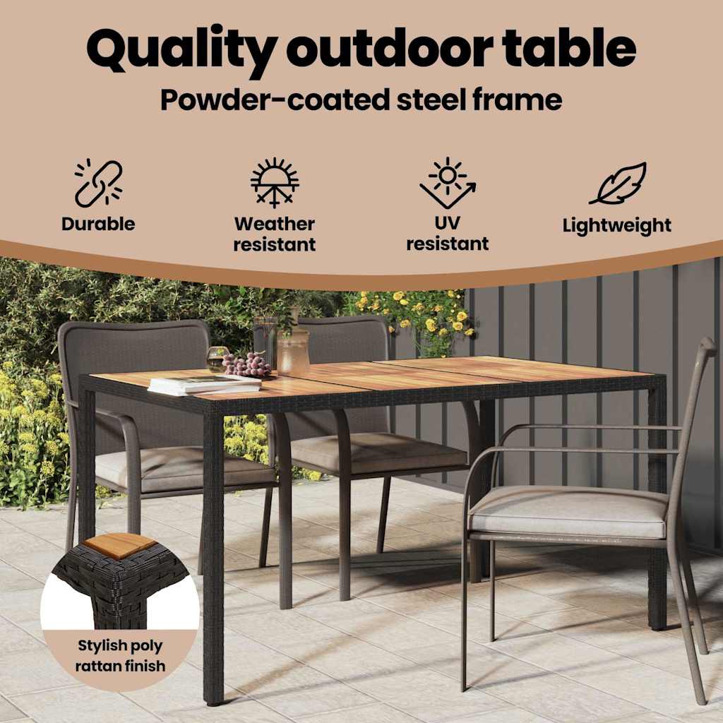 Havemøbel Bord Sort 150 x 90 x 75 cm polyrattan