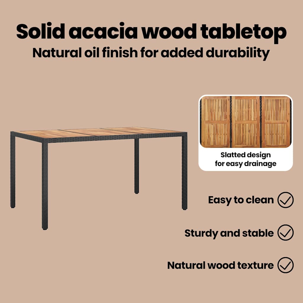 Havemøbel Bord Sort 150 x 90 x 75 cm polyrattan