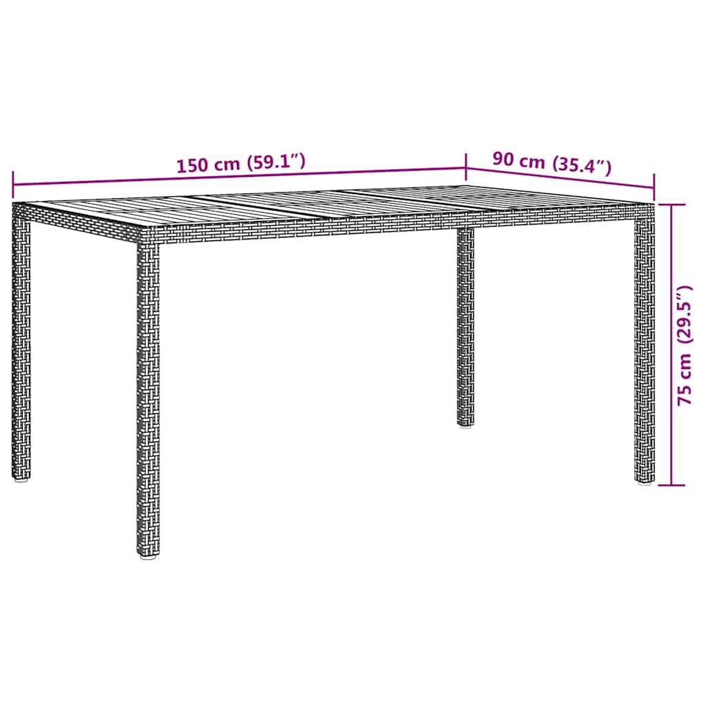 Havemøbel Bord Sort 150 x 90 x 75 cm polyrattan