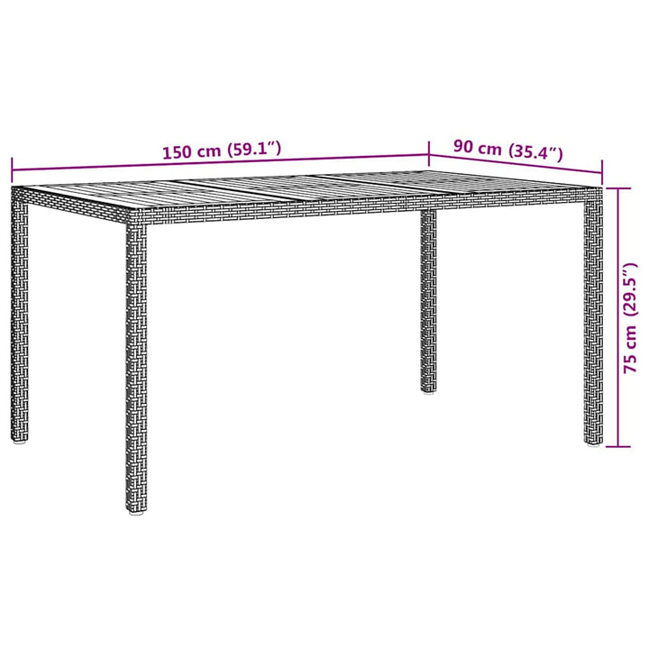 Havemøbel Bord Sort 150 x 90 x 75 cm polyrattan