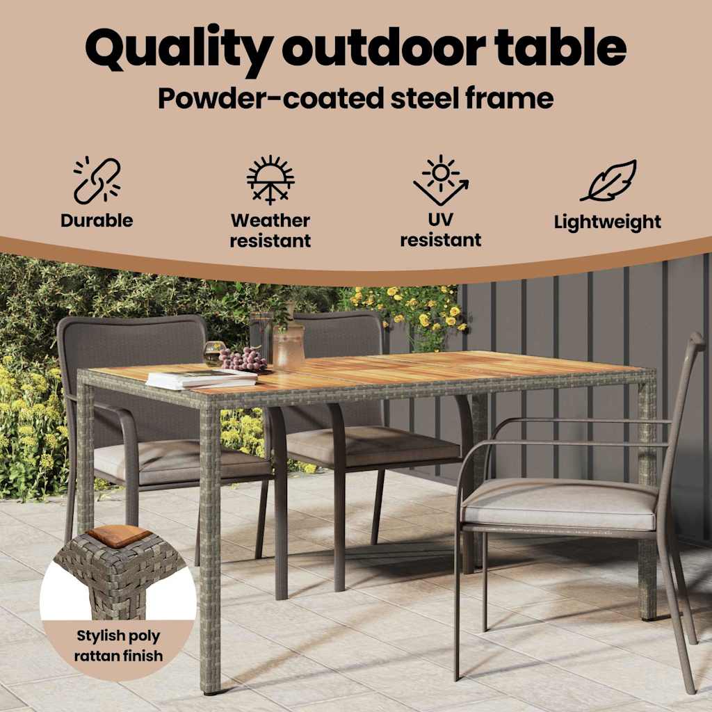 Havemøbel Bord Grå 150 x 90 x 75 cm polyrattan