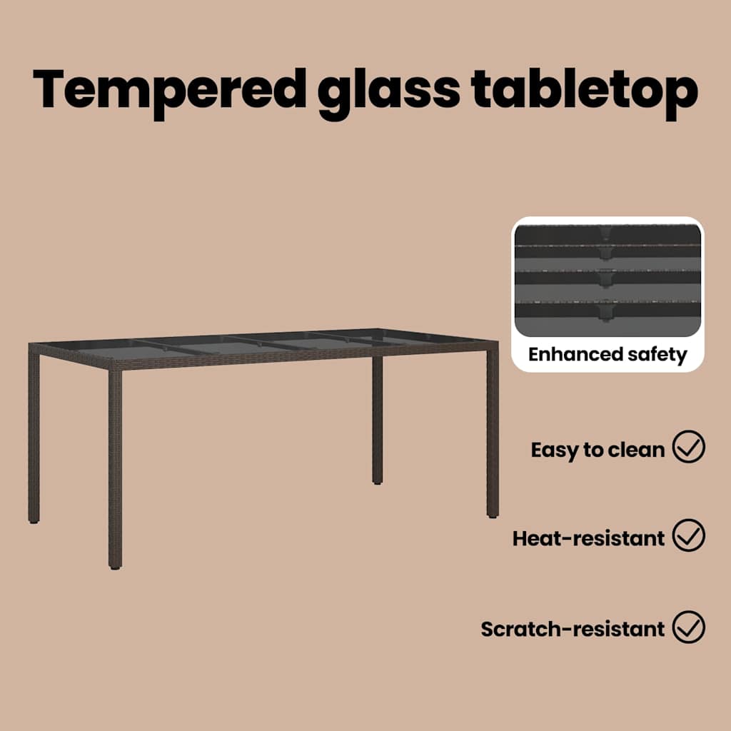 Havemøbel Bord Brun 190 x 90 x 75 cm polyrattan