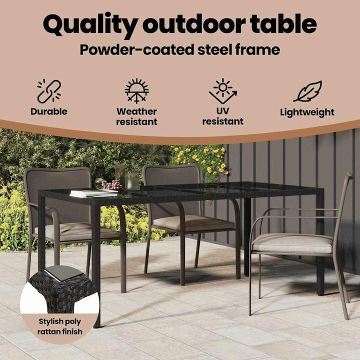 Havemøbel Bord Sort 190 x 90 x 75 cm polyrattan