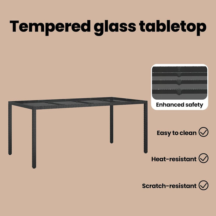 Havemøbel Bord Sort 190 x 90 x 75 cm polyrattan