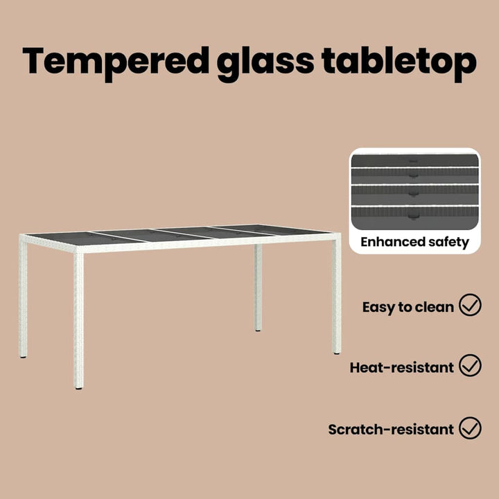Havemøbel Bord Hvid 190 x 90 x 75 cm polyrattan