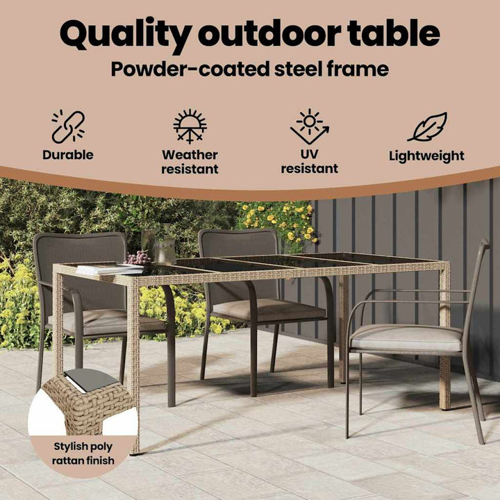 Havemøbel Bord Beige 190 x 90 x 75 cm polyrattan