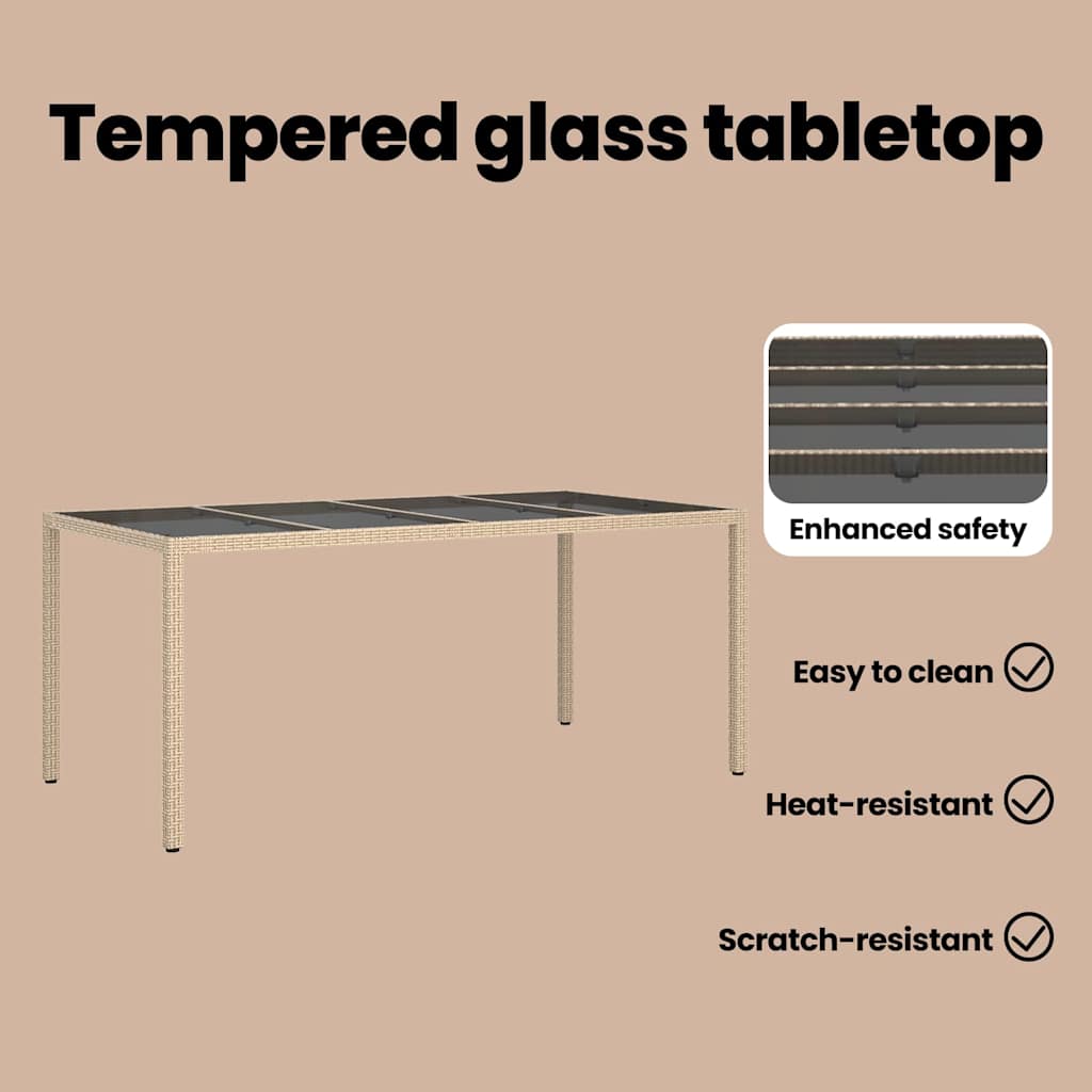 Havemøbel Bord Beige 190 x 90 x 75 cm polyrattan