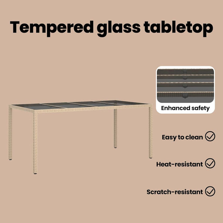 Havemøbel Bord Beige 190 x 90 x 75 cm polyrattan