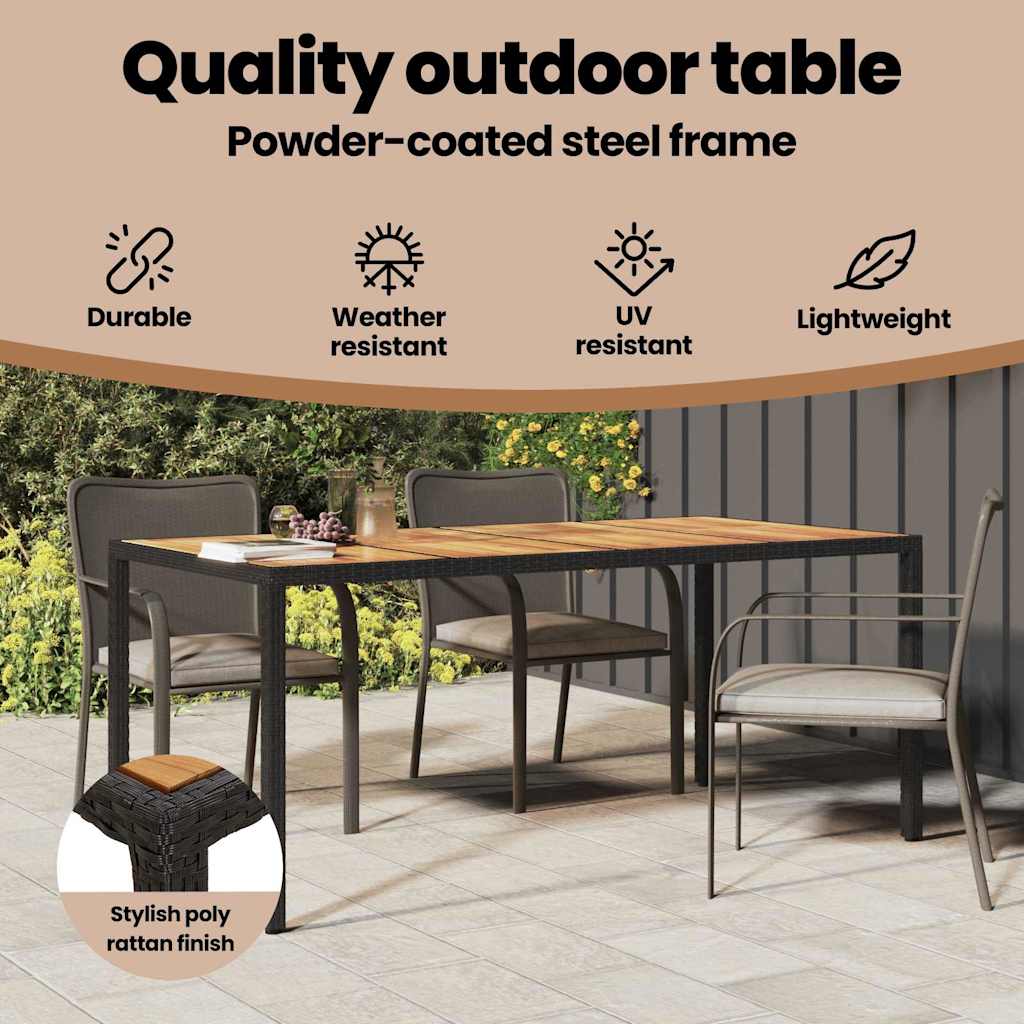 Havemøbel Bord Sort 190 x 90 x 75 cm polyrattan