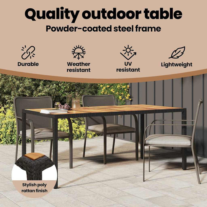 Havemøbel Bord Sort 190 x 90 x 75 cm polyrattan