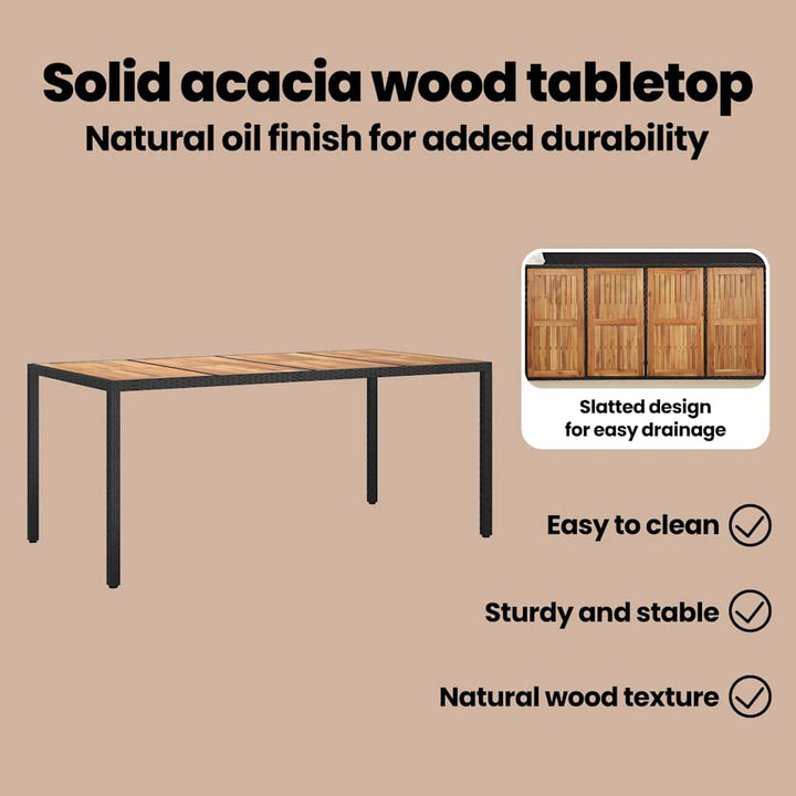 Havemøbel Bord Sort 190 x 90 x 75 cm polyrattan