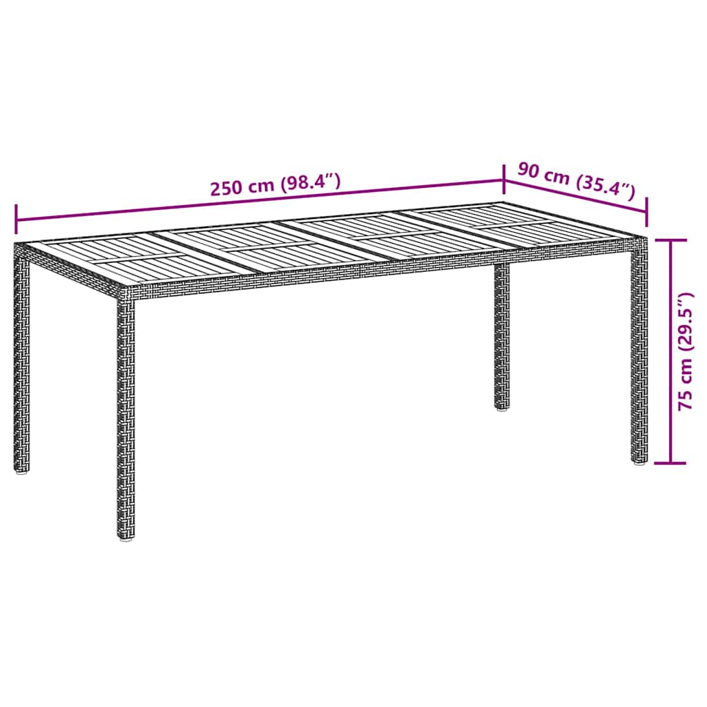 Havemøbel Bord Sort 190 x 90 x 75 cm polyrattan