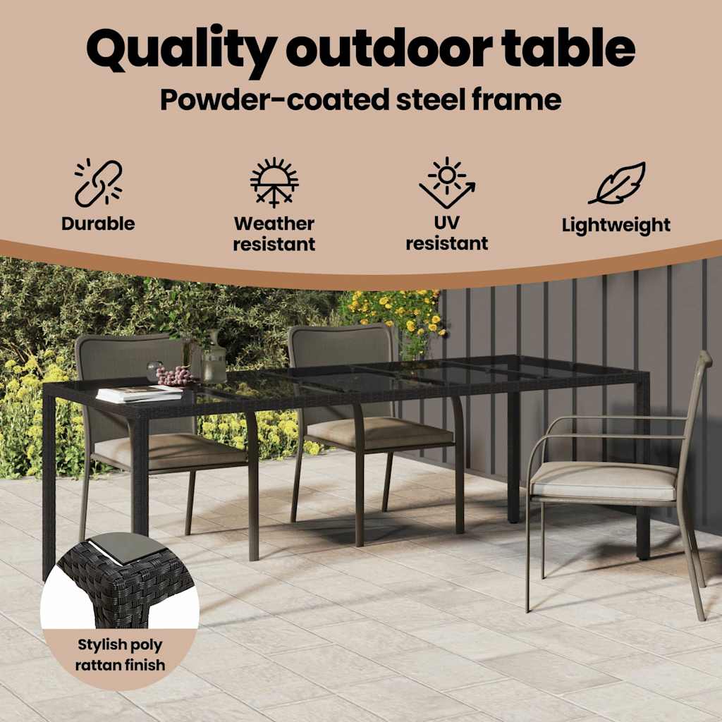 Havemøbel Bord Ren Sort 250 x 100 x 75 cm polyrattan