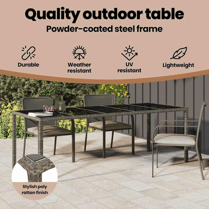 Havemøbel Bord Grå 250 x 100 x 75 cm polyrattan