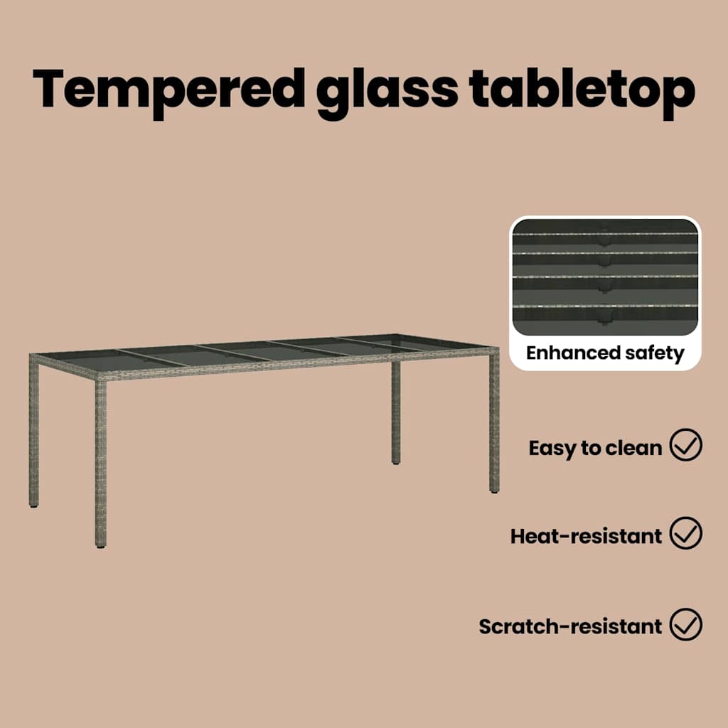 Havemøbel Bord Grå 250 x 100 x 75 cm polyrattan