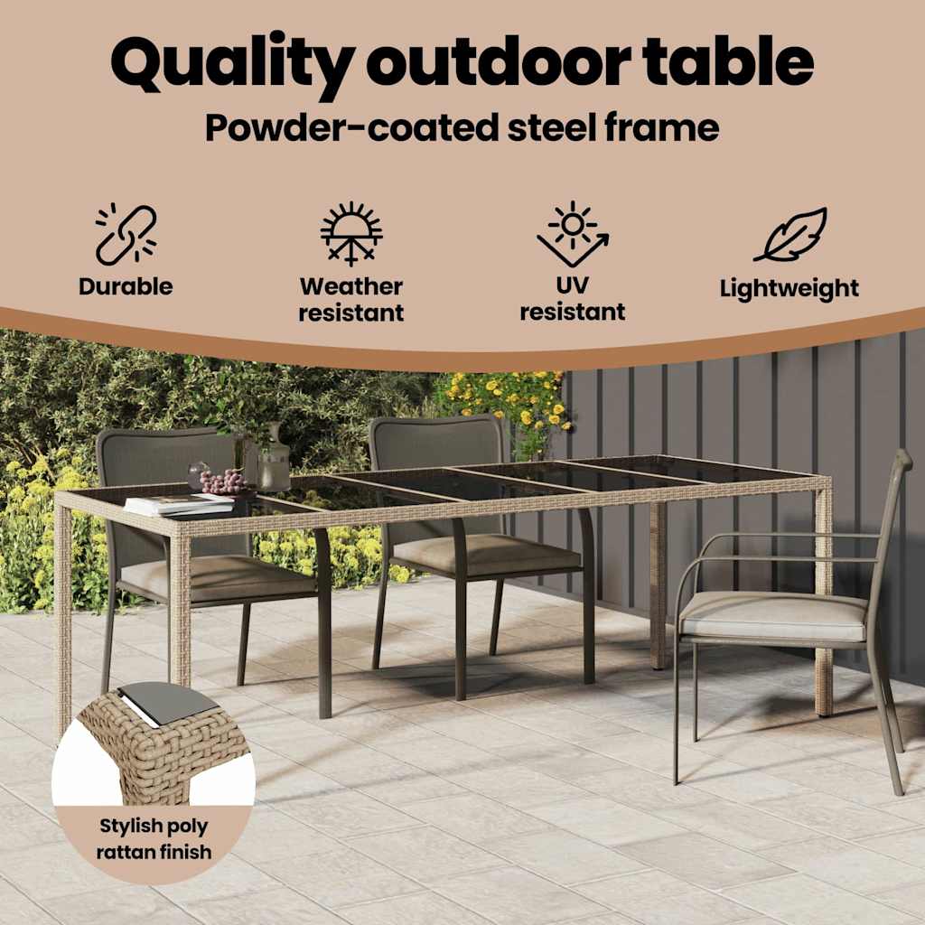 Havemøbel Bord Beige 250 x 100 x 75 cm polyrattan