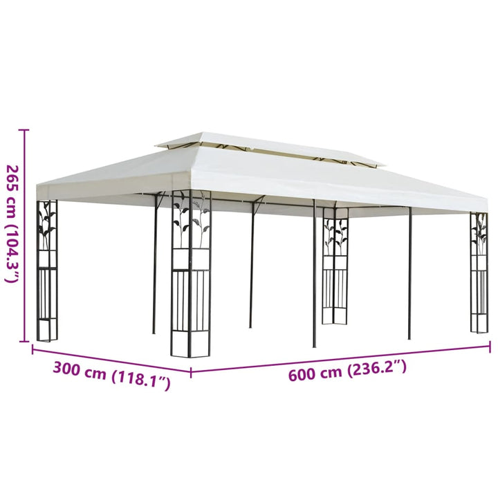 pavillon med dobbelttag 6x3 m stål hvid
