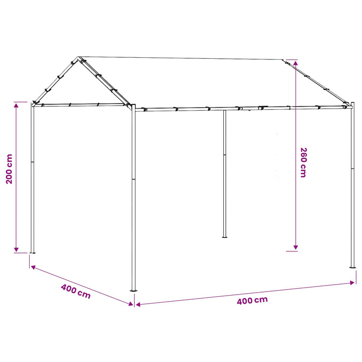 Pavillon 4 x 4 x 2,6 m Hvid Stål og Polyester 180 gsm