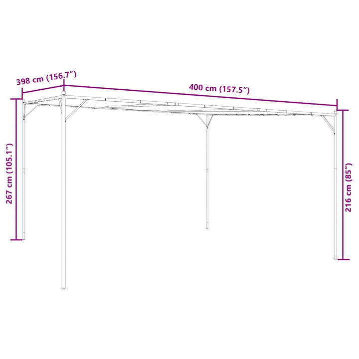 pavillon 4x4 m 180 g/m² stof og stål beige