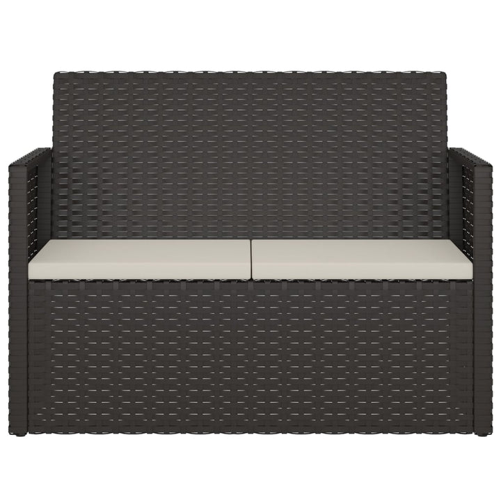 havebænk med hynder 105 cm polyrattan sort