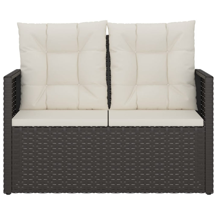 havebænk med hynder 105 cm polyrattan sort