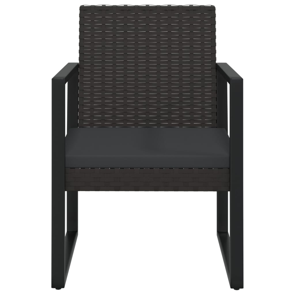 havestol med hynde polyrattan sort