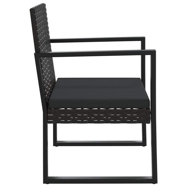 havestol med hynde polyrattan sort