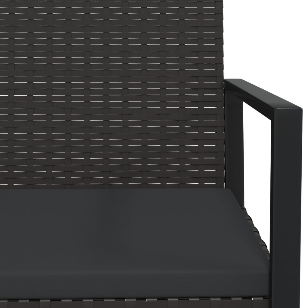 havestol med hynde polyrattan sort